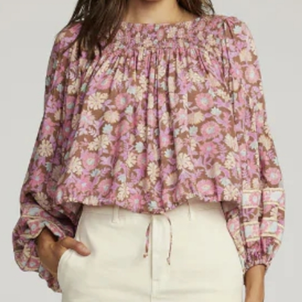 Saltwater Luxe Freya Pink And Multicolor Floral Blouse Size M